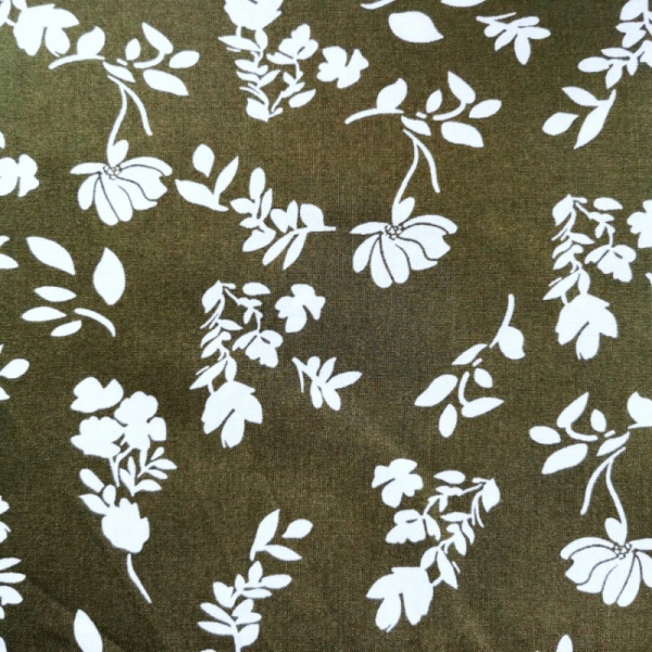 Floral Viscose Chalis - Design 6 OLIVE